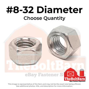 #8-32 Stainless Steel Finished Hex Nuts (Choose Qty) - Picture 1 of 7