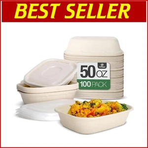 Disposable 50 Oz Paper Bowls - 100 Count Heavy Duty & Microwave Safe for Parties - Picture 1 of 8