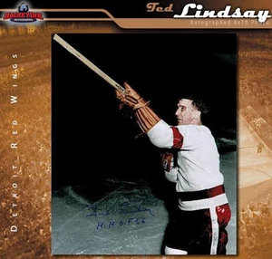 TED LINDSAY Signed Detroit Red Wings 8 x 10 Photo w/ HoF Inscription - 70468 - Picture 1 of 2
