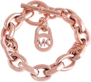 Michael Kors Bracelet MKJ2752791 Lock Chain Rosegold Bracelet Agsbeagle - Picture 1 of 2