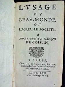 Marmet de VALCROISSANT -  L'USAGE DU BEAU-MONDE - 1662 - Picture 1 of 15