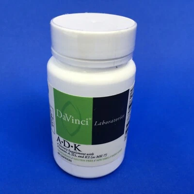 Suplemento dietético Davinci Laboratories A.D.K. con vitaminas A, D3 y K2 60 cápsulas Foto 1 de 4