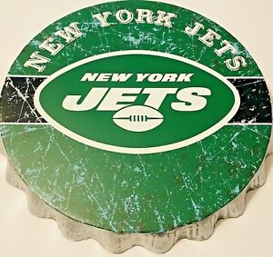 New York Jets Distressed Bottle Cap Sign 12.5" FOCO 