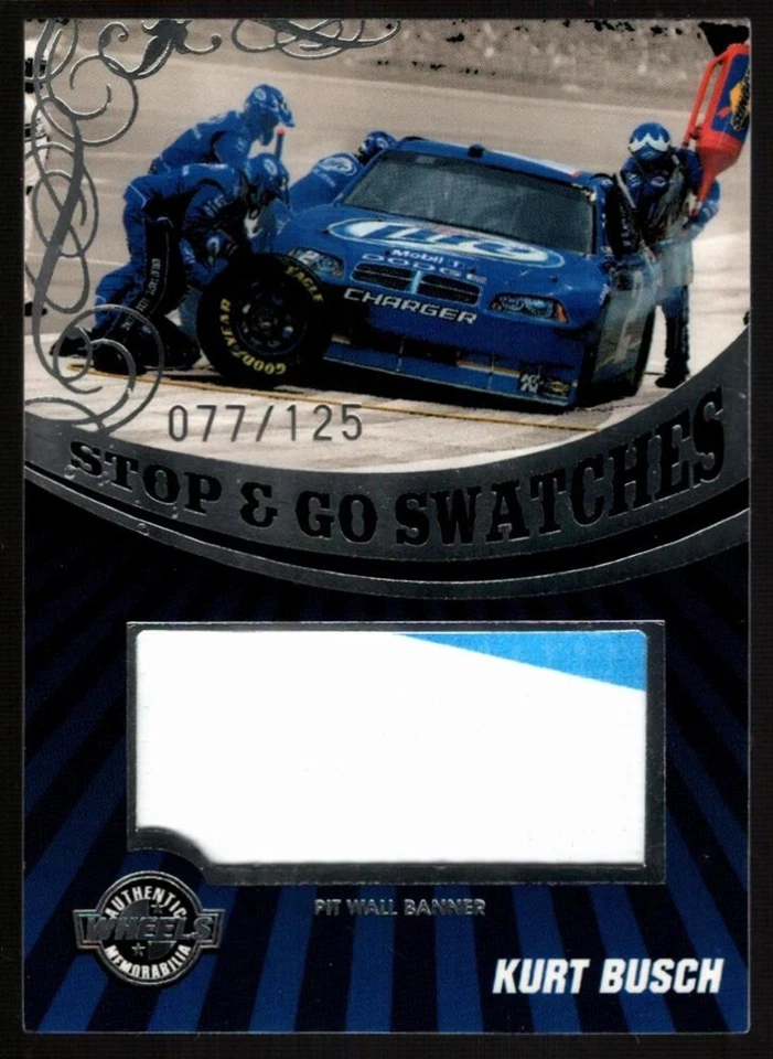 KURT BUSCH 77/125 RACE USED PIT BANNER PATCH SP 2009 WHEELS STOP & GO SWATCHES - Image 1 of 1