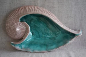 STANGL Art Pottery TERRA ROSE #3736 Nautilus Shell DISH - LARGE 13 1/2" - Picture 1 of 4