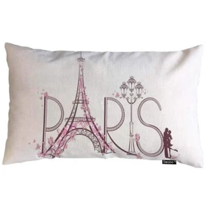 Eiffel Tower Throw Pillow Cover Paris Eiffel Tower with Love Cotton Linen Dec... - Picture 1 of 4