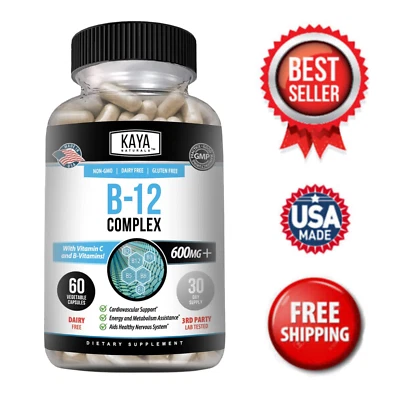 B-12 Complex 60ct Vitamins B2 B6 B12 & C Biotin Inositol Folate Choline Niacin - Image 1 of 4