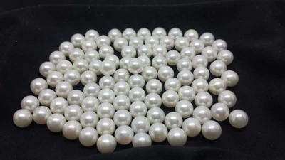 Lote de 100 piezas. Perlas cultivadas blancas redondas sueltas. Foto 1 de 2