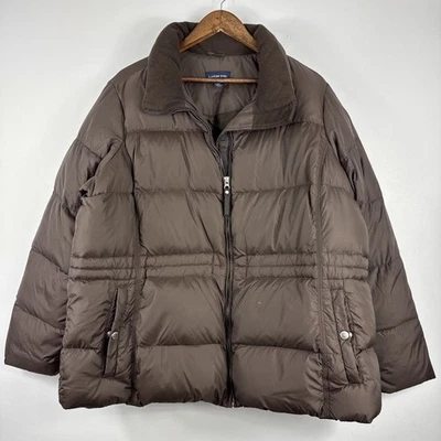 Chaqueta acolchada Lands End para mujer 2XL marrón chocolate plumón plumas cuello abrigo Foto 1 de 4