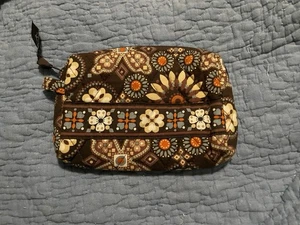 Vera Bradley Reißverschluss hängend braun Blumen Kosmetik Make-up Tasche SAUBER - Bild 1 von 4