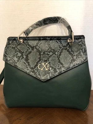 Cartera Christian Lacroix SABLE Python en verde azulado oscuro 11”x9”x5” Foto 1 de 4