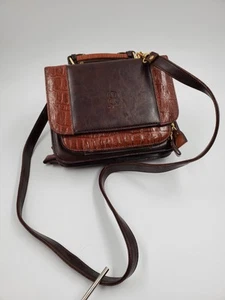 Bellerose Vintage Brown Leather Crossbody Organizer Purse Handbag Shoulder Bag - Picture 1 of 10
