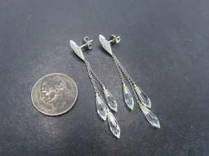 S. Colee 18K White Gold & Diamond/White Topaz Dangle Earrings, 5.2g - Picture 1 of 8