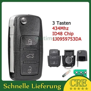 Auto Funkschlüssel 1J0959753DA 3 Tasten 434 MZ ID48 Chip HAA für VW Skoda Seat - Picture 1 of 1