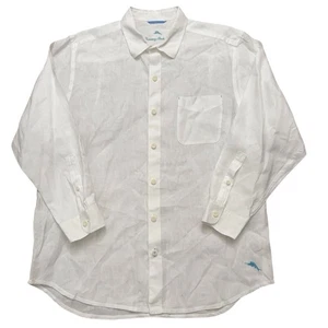 Tommy Bahama Shirt Mens Size L Sea Glass Breezer Linen Long Sleeve White NEW - Picture 1 of 7