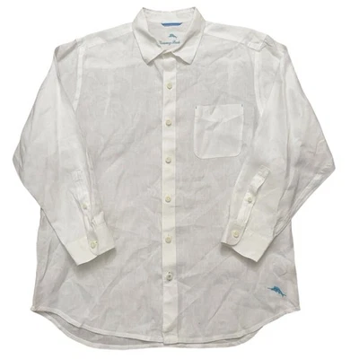 Tommy Bahama Shirt Mens Size L Sea Glass Breezer Linen Long Sleeve White NEW - Image 1 of 4