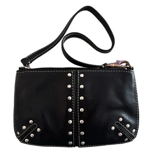 MICHAEL KORS Pochette da polso in pelle nera 7”x 4,5” - Foto 1 di 10