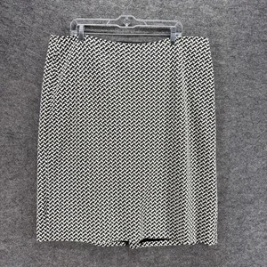 Coldwater Creek Skirt Women 18 Plus Black Geometric A-Line Midi Zipper Lined - Picture 1 of 7