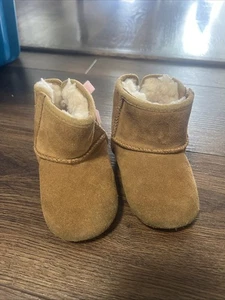 UGG Jesse Bow II Suede Bootie W/ Pink Bows For Baby Girls 4/5 Mos. 10184521 - Picture 1 of 6