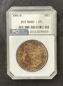 1881-S $1 Morgan Silver Dollar PCI MS-67 PL Mint State Toned Obverse - Picture 1 of 6