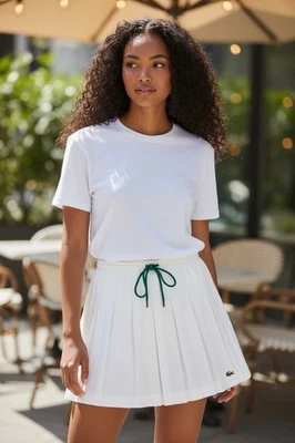 Lacoste Tennis Skirt LIVE Heritage Short Pleated Drawstring White Size 36 - Image 1 of 4