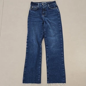 Jeans denim Zara blu scuro gamba dritta orlo grezzo taglia 0 - Foto 1 di 5