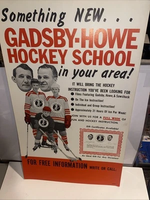 Póster ORIGINAL Detroit Red Wings Howe - Escuela de Hockey Gadsby 22 x 13 1/2 Foto 1 de 2