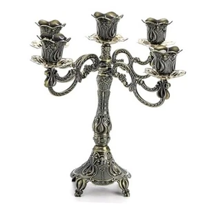5-Candle Metal Candelabra, 10 Inch Tall 5 Arms Candle Holder Stick for Taper - Picture 1 of 8