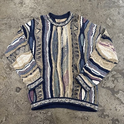 Vintage Coogi 3D Sweater Mens L Multicolor Mercerized Cotton Cable Knit Biggie - Image 1 of 4