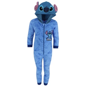 Kinder Schlafanzug Disney Stitch blau All-In-One Body warm Fleece Zip Kapuze Geschenk - Bild 1 von 3