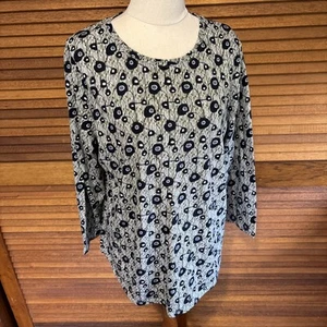 Regatta Top Womens 14 Green Blue T Shirt 3/4 Sleeve Organic Cotton Blouse - Picture 1 of 11