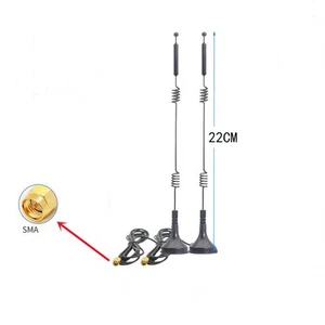 Dual Band WiFi Antenna 2X Magnetic Mounting Base 12dBi 2.4GHz 5GHz 5.8GHz - Picture 1 of 6