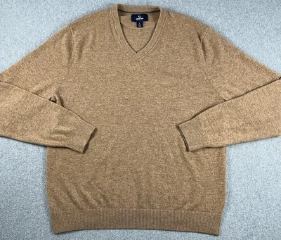 Lands End  Sweater 100% Cashmere V-Neck Men's Large (42-44) Brown Classic Preppy - Image 1 of 4