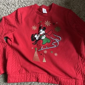 Vintage Disney Store Christmas Embroidered Long Sleeve Top Sz XL - Picture 1 of 5