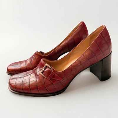 Zapatos de tacón alto Franco Sarto de cuero de cocodrilo rojo talla 9M Foto 1 de 4