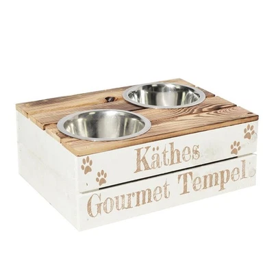 CHICCIE Futterstation Personalisierte Gravur - Zwei Näpfe Futternapf Wassernapf - Bild 1 von 4