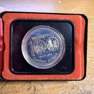 1974 Canada Winnipeg 100th Anniversary 50% Silver Dollar Coin   FBOX - Picture 1 of 2