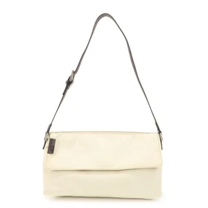 Authentic FENDI Canvas Shoulder Bag Hand Bag Ivory Silver Hardware Used F/S - Picture 1 of 24