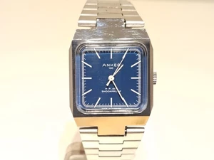 VINTAGE RARE GERMANY CHROME SQUARE MEN'S 30mm MECHANICAL WATCH "ANKER" 100 - Picture 1 of 15