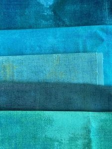 Moda Grunge End Cuts Remnants Scrap Stash Builder 36 plus Inches of Blue Aqua - Picture 1 of 3