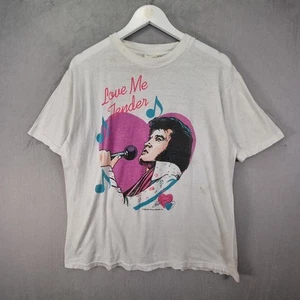 Vintage Elvis T-Shirt Herren Medium weiß Love Me Tender 1985 80er Einzelnaht - Bild 1 von 15