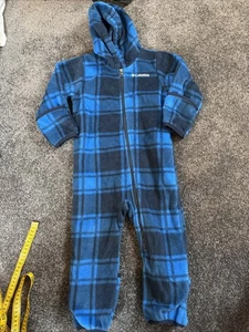 Columbia Kleinkind Baby 18-24 Monate Wimpel Fleece Einteiler Reißverschluss blau kariert - Bild 1 von 8