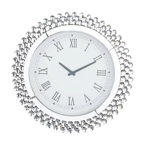 Litton Lane 2 in. x 20 in. Silver Glass Mirrored Starburst Wall Clock - Picture 1 of 6