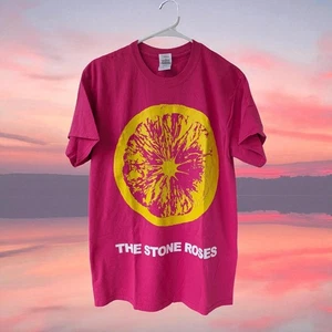 The Stone Roses M Lemon band T-Shirt Pink Yellow indie rock alternative uk - Picture 1 of 4