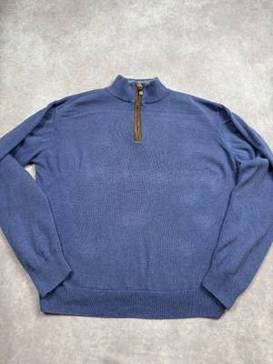 Vineyard Vines Sweater Mens Medium Half Zip Pullover Suede Elbow Patch Alpaca - Image 1 of 4