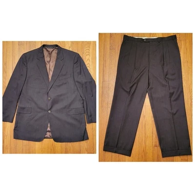 2 Piezas JACK VICTOR Gris Carbón Rayas Lana 48L Traje Chaqueta Blazer Pantalones 43L Foto 1 de 4