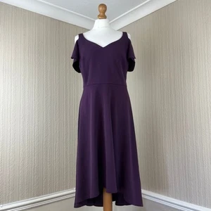 Bravissimo abito spalle fredde prugna UK 12 super curvy matrimonio occasioni sposa - Foto 1 di 13