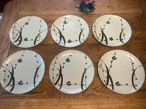 Potters Wheel Stoneware Japan 6-Plate Set 4117 Vintage Plum Blossom 10.5" Sears - Picture 1 of 9