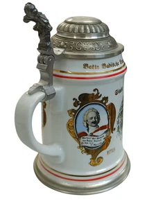 Boccale birra vintage con coperchio in latta edizione limitata anniversario città Karlsruhe - Foto 1 di 9