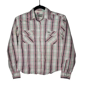 Cowgirl Hardware Girls Sequin Embellished Plaid Snap Button Down Shirt Size XL - Picture 1 of 14